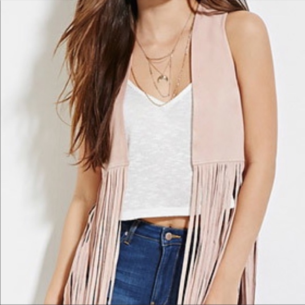 Pink fringe vest
